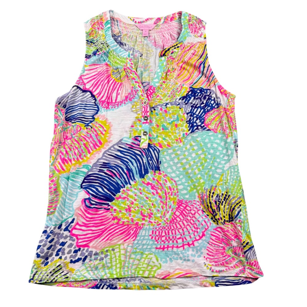 Lilly Pulitzer Size M Essie Tank Top in Roar‎ of The Seas Multicolor Print